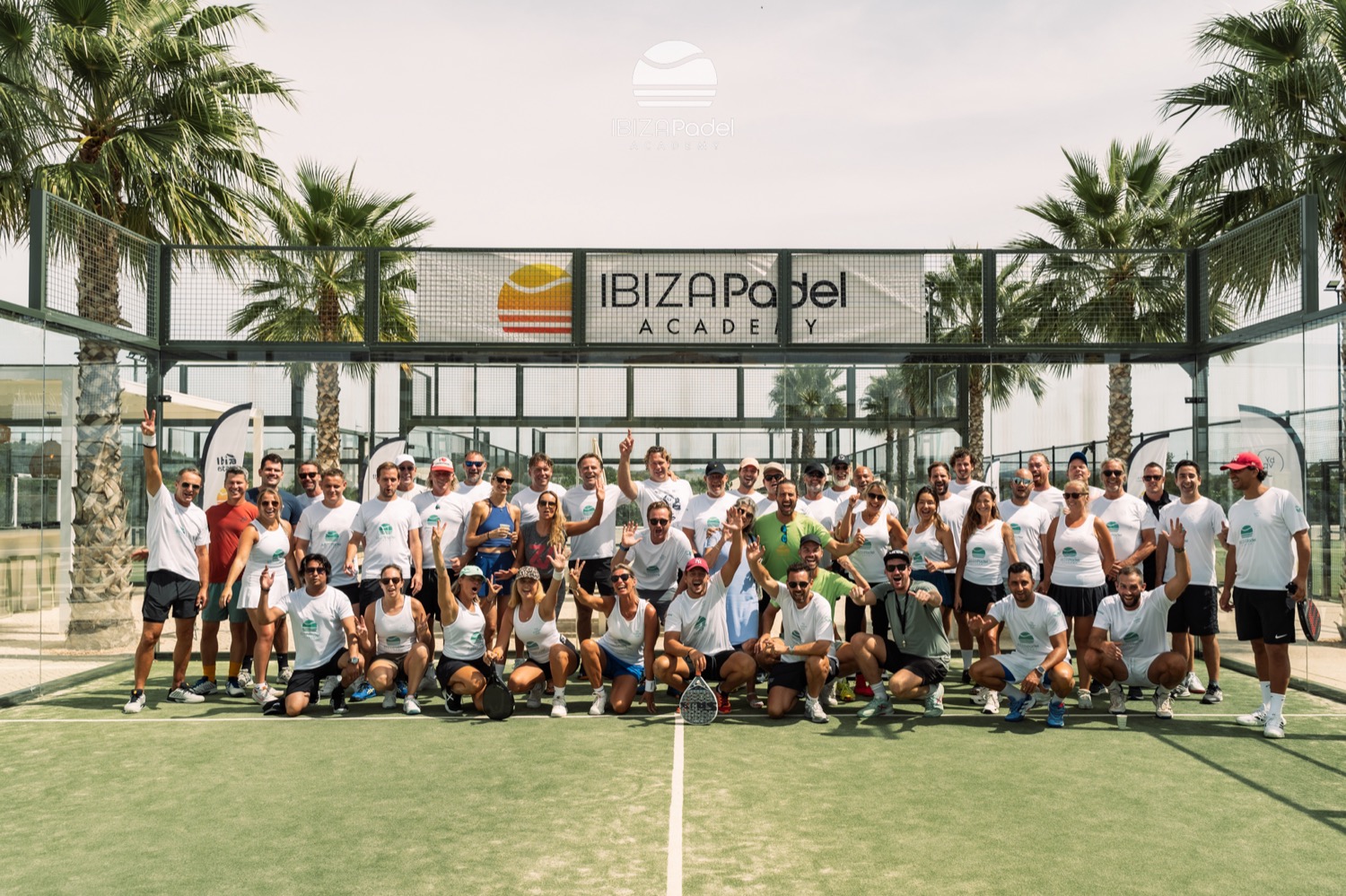 Small group of padel players together